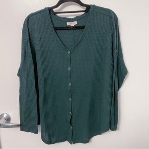 Style & Co Forest Green Button Up Knit Sweater XL